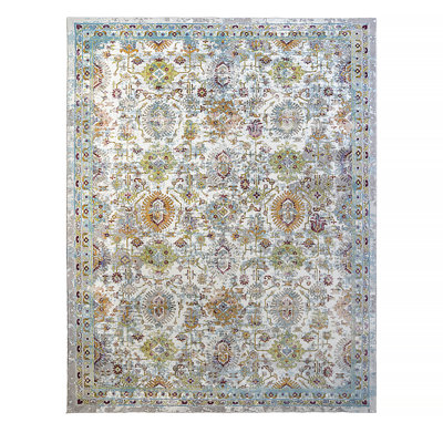 Isabella Salem Traditional Floral Medallion Wide Border Ivory/Teal/Green Area Rug