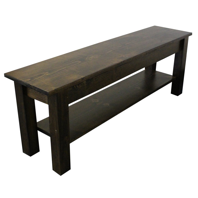 Banc de rangement en bois massif Lothair, H 17 po x l 24 po x P 12 po, Noyer foncé