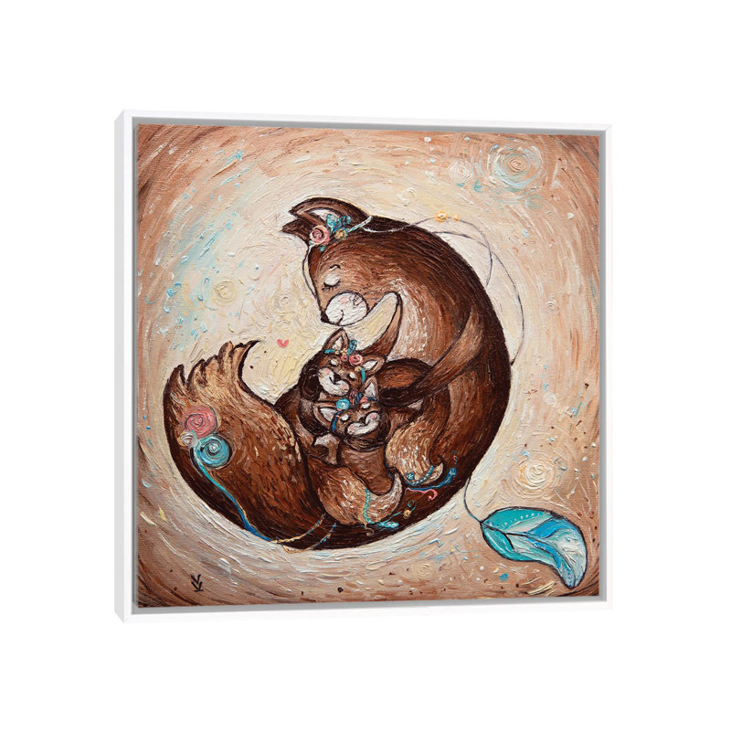 Mom’s Love by Vlada Koval - Painting on Canvas, 45.72 cm H x 45.72 cm W, White Framed