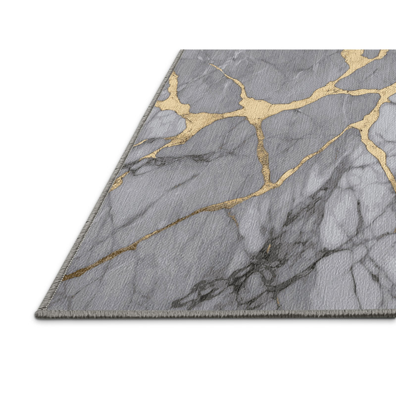 Tapis gris lavable à la machine, Rectangle 4 pi x 6 pi