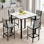 Ensemble de table de salle à manger 5 pièces avec table à hauteur de comptoir et 4 tabourets de bar, ensemble de salle à manger de cuisine moderne en faux marbre avec chaises rembourrées, ensemble de salle à manger compact pour petits espaces-1352284684