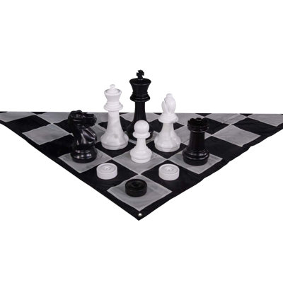 Giant Chess Set With Checkers and  Nylon Mat