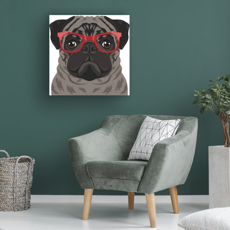 «Fugaby Affiliates 'Pug Porter Hipster Glasses 3», art sur toile, H 24 po x l 24 po x P 2 po