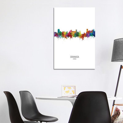 Granada Spain Skyline Portrait by Michael Tompsett - 1 Piece Wrapped Canvas Painting