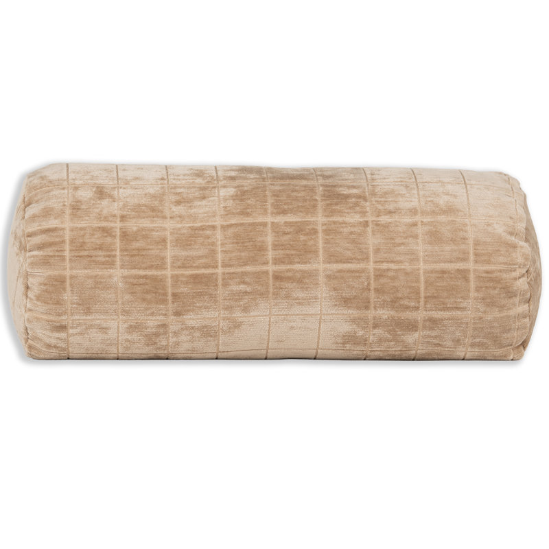 Otterville Velvet Grid Bolster Pillow, Tan, Bolster 8"H x 20"W