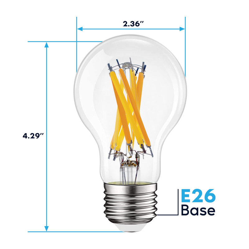 Ampoules DEL Luxrite A19 rétro, 9,5 W = 75 W 4CCT 2700 K / 3000 K / 4000 K / 5000 K, 1050LM, IRC 90, à intensité variable, ampoules à filament Edison, ETL, paquet de base E26