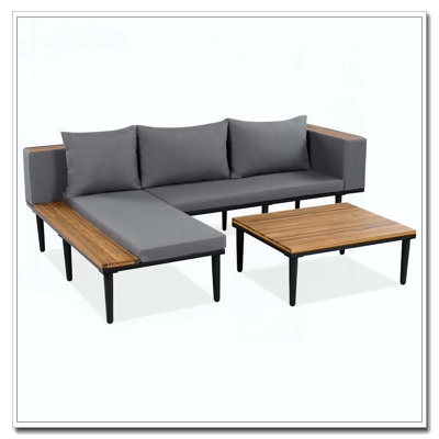 Patio Furniture Set with Removable Cushions and Coffee Table