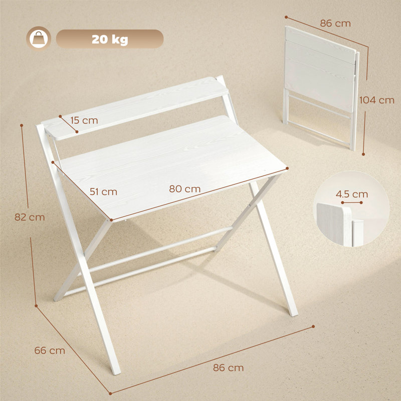 Metal Base Writing Desk, White