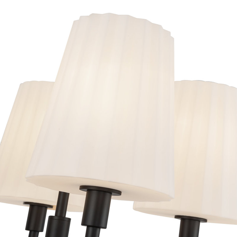 Lustre classique à 4 lumières avec abat-jour Tindra, Noir mat