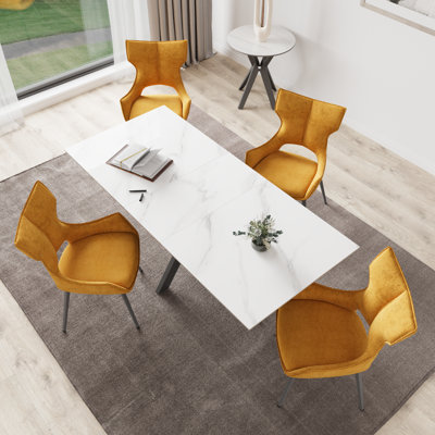Extendable Metal Base Dining Table