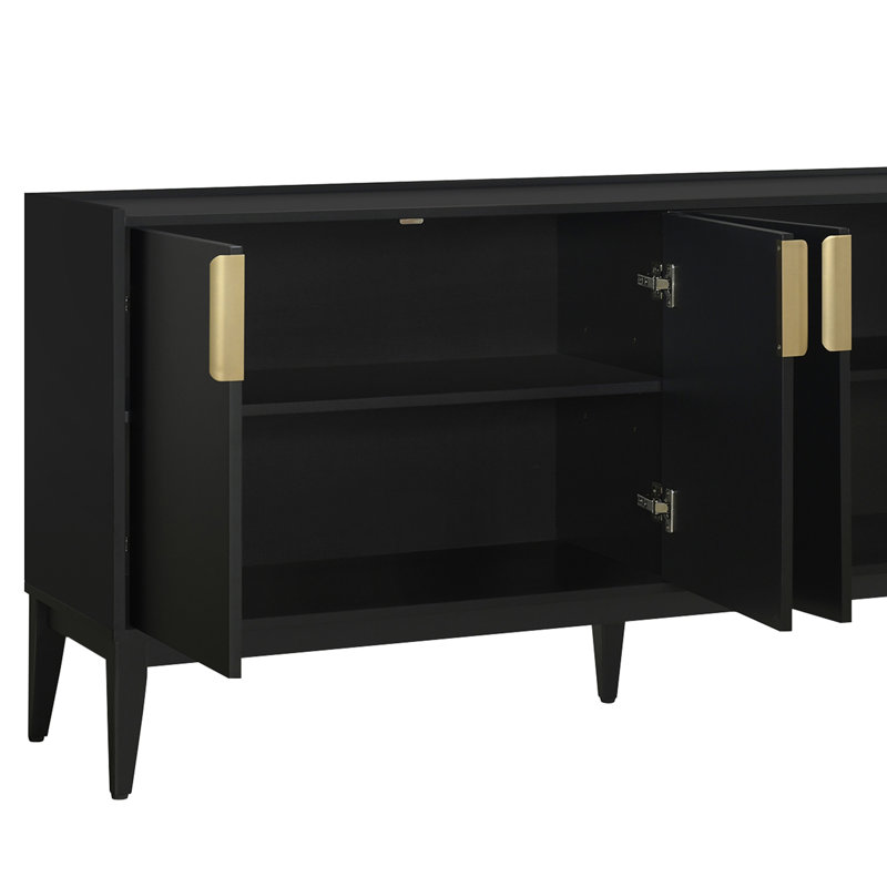 U_Style  Storage Cabinet Sideboard Wooden Cabinet With 4 Doors For Hallway, Black