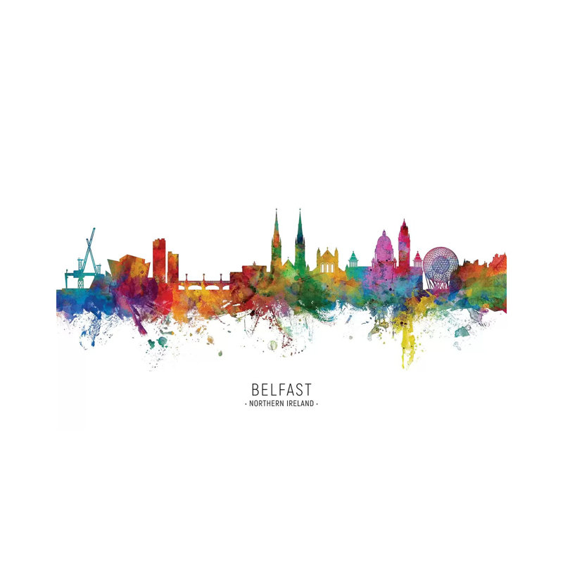 Belfast Northern Ireland Skyline by Michael Tompsett - Wrapped Canvas Painting, 66.04 cm H x 45.72 cm W x 1.91 cm D