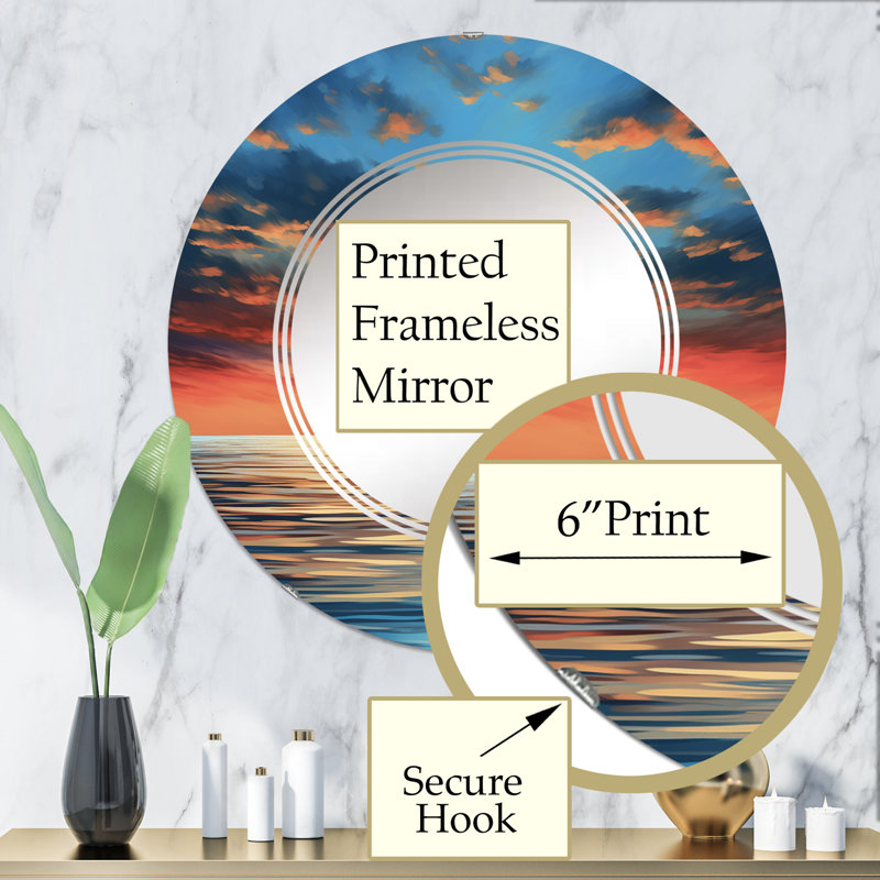 Lihini - Miroir mural moderne rond, 32 po x 32 po
