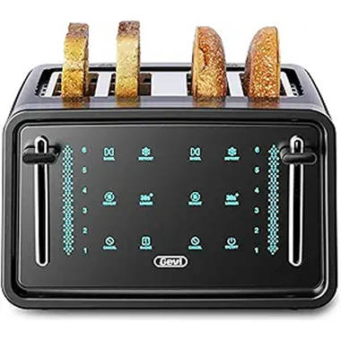 Geek Chef 4 Slice toaster, Best Rated Prime Retro Bagel Toaster with 6  Bread Shade Settings, 4 Extra Wide Slots, Defrost/Bagel/Cancel Function