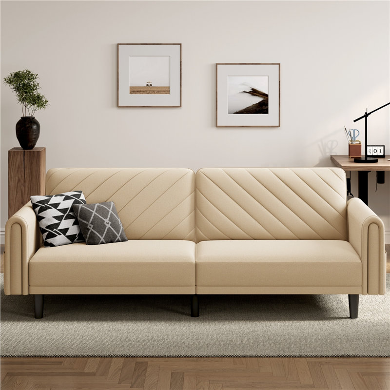 3-Seater Sofa Bed With Adjustable Backrest, Beige