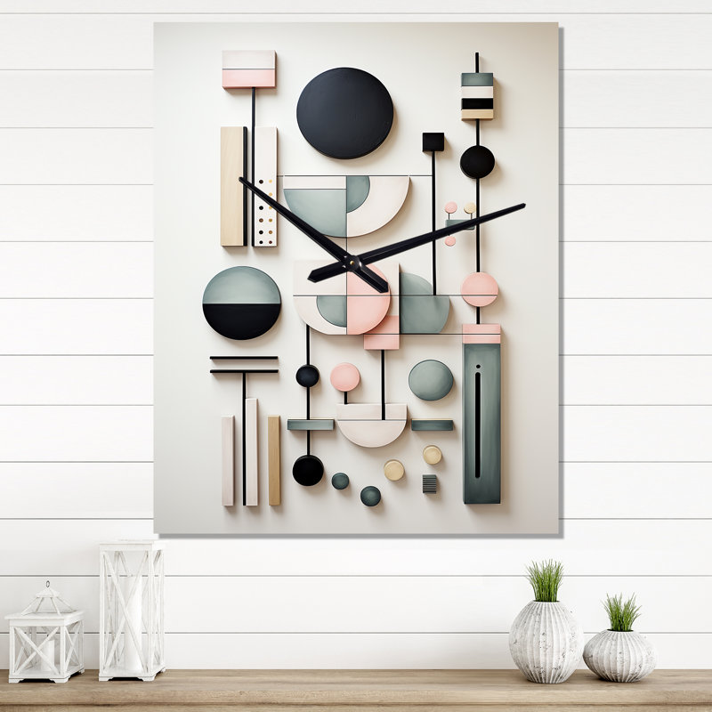Serendipity - Formes géométriques élégantes rétro - Horloge murale moderne abstraite, H 32 po x l 16 po x P 1 po