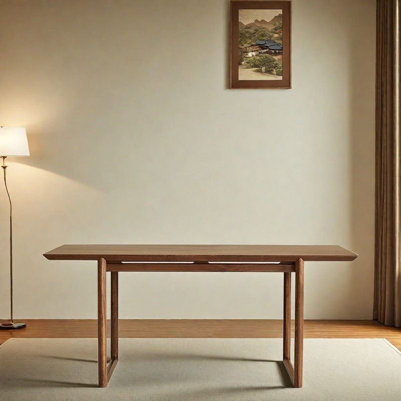 Table de salle à manger en bois de noyer massif exquis., H 29,53 po x L 62,99 po x l 31,5 po