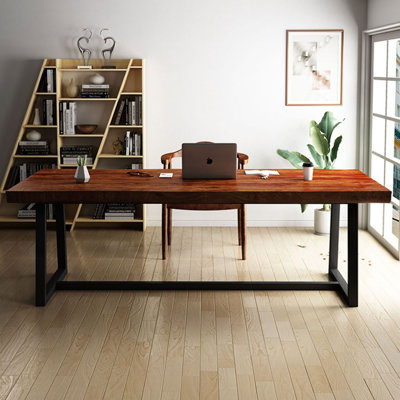 Walnut&Black Rectangular Solid Wood Writing desk