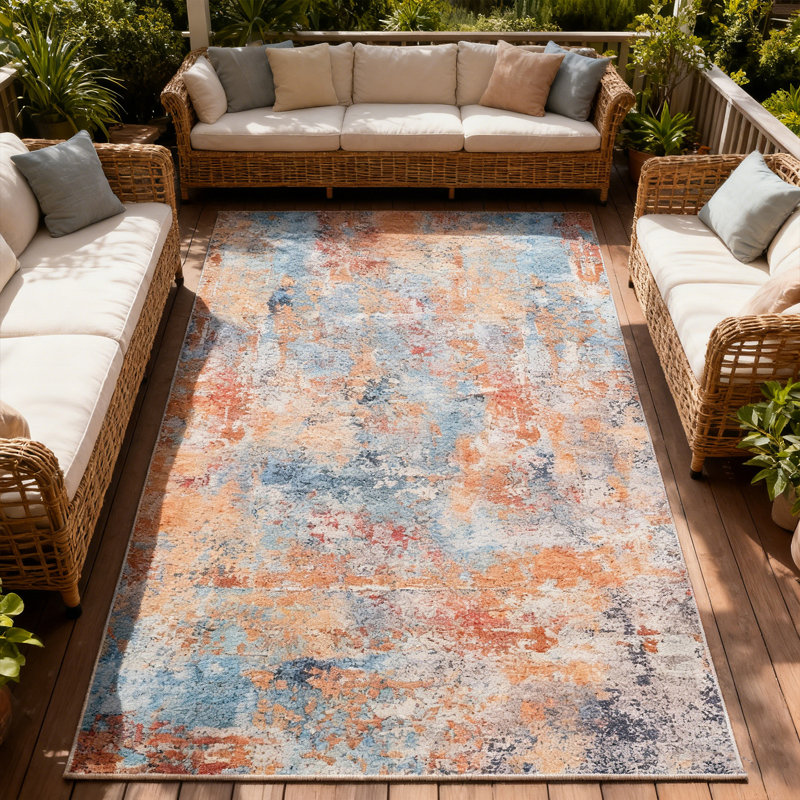 Machine Washable Non-Slip Area Rug， Modern Abstract Rug for Living Room， Bedroom， Kitchen， Soft Low-Pile Stain-Resistant Carpet， 5x8 Feet