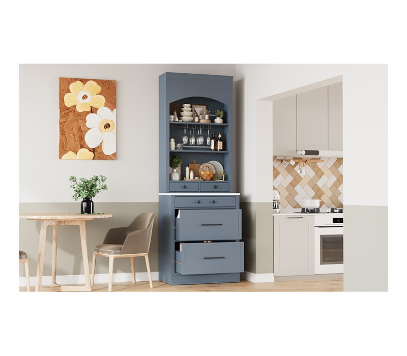 Armoire de cuisine autoportante moderne avec tablettes réglables et rangement en bois aggloméré gris TopMAX pour la nourriture et les fournitures