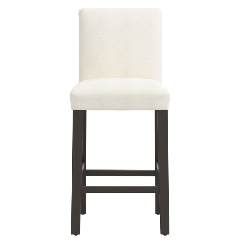 Hadrien Bar & Counter Stool, Black Wood, Bar Stool (31” Seat Height), Zuma White Textured Linen