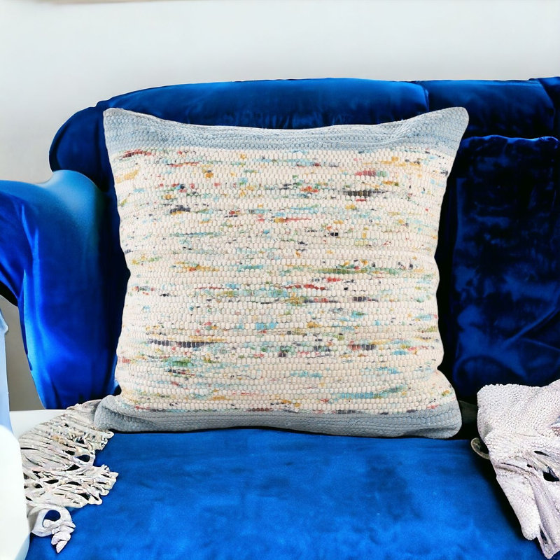  Reversible Pillow Insert, Light Blue/Off-White  Abstract