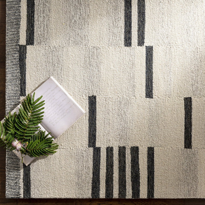 Granada Broken Stripe Wool Hand Made Area Rug, Rectangle 152 x 229 cm