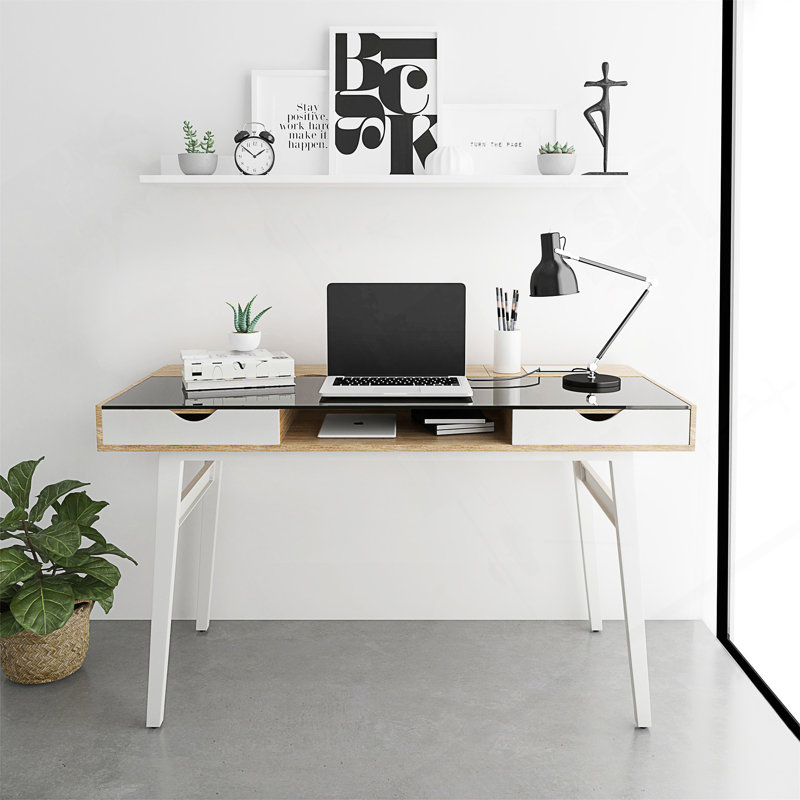 Bureau d'ordinateur compact avec rangement multiple