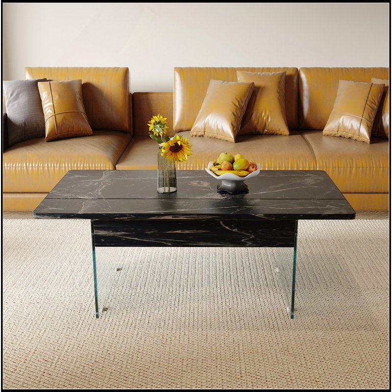 Versatile Rustic Coffee Table With Adjustable Height And Hidden Storage, Black