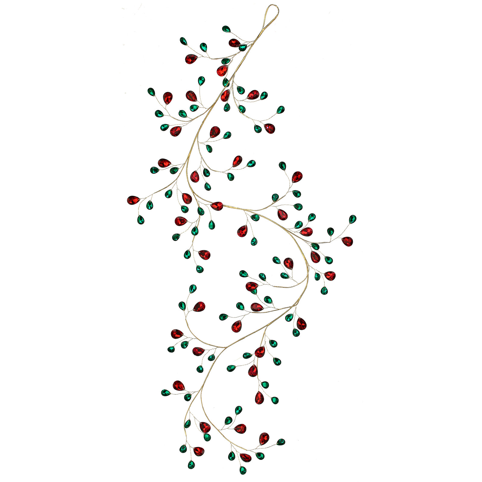 HALLELUJAH Metal Jewel Garland, 4.5" H x 45" W x 0.25" D, Green/Red/Gold