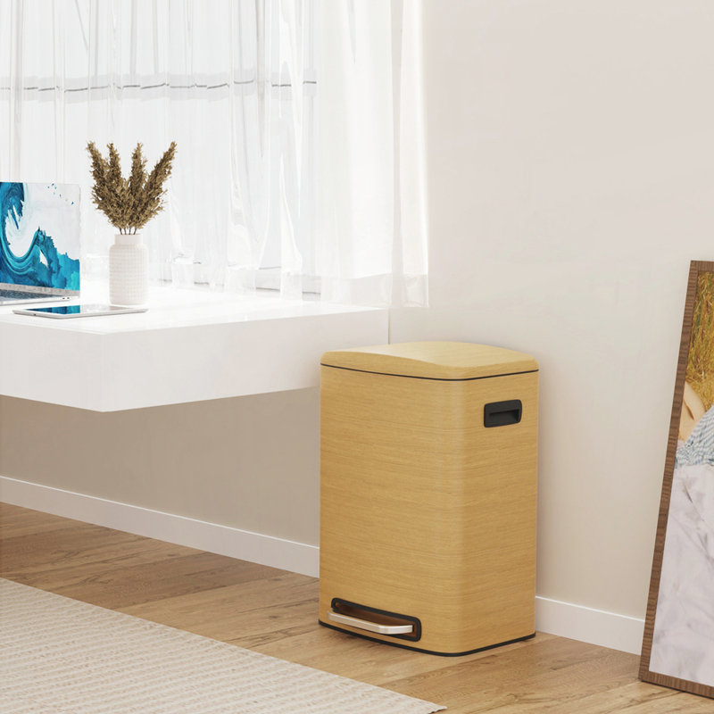 Poubelle rectangulaire en acier inoxydable durable avec couvercle à fermeture en douceur et surface résistante aux empreintes digitales, parfaite pour la cuisine et la maison