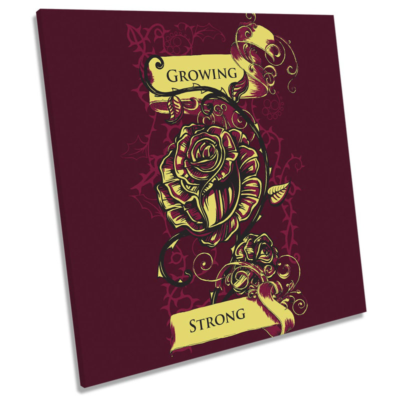 Growing Strong Rose Flower - Wrapped Canvas Print, 60cm H x 60cm W x 2cm D