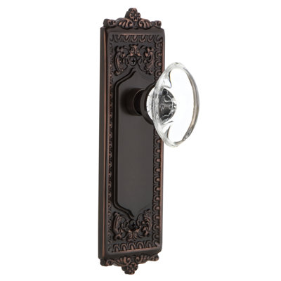 Egg & Dart Plate with Oval Clear Crystal Door Knob