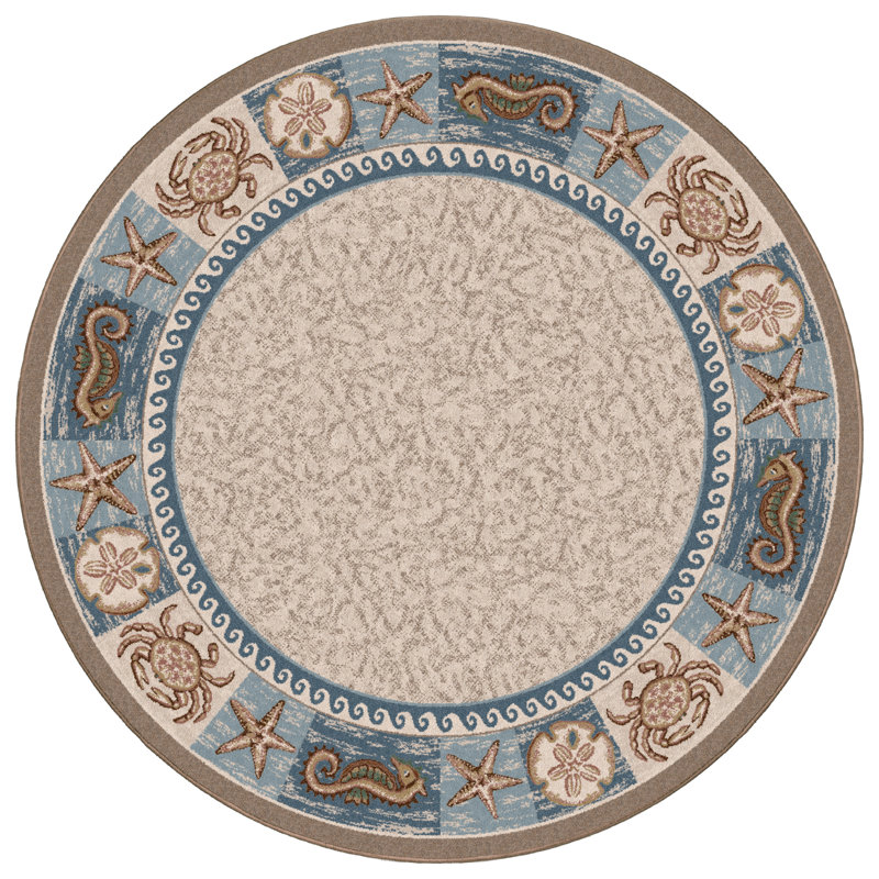 Tapis de plage Lockridge Sea Life, Rond 7 pi 7 po