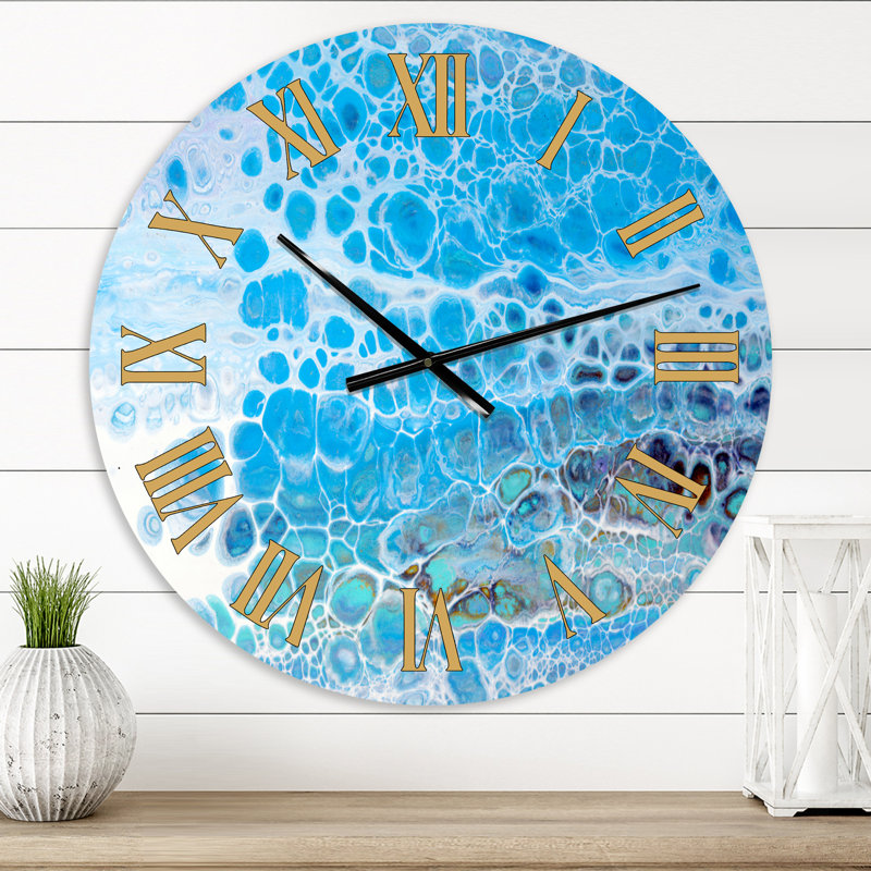Blue CelluLar huile sur eau - horloge murale moderne, Petit