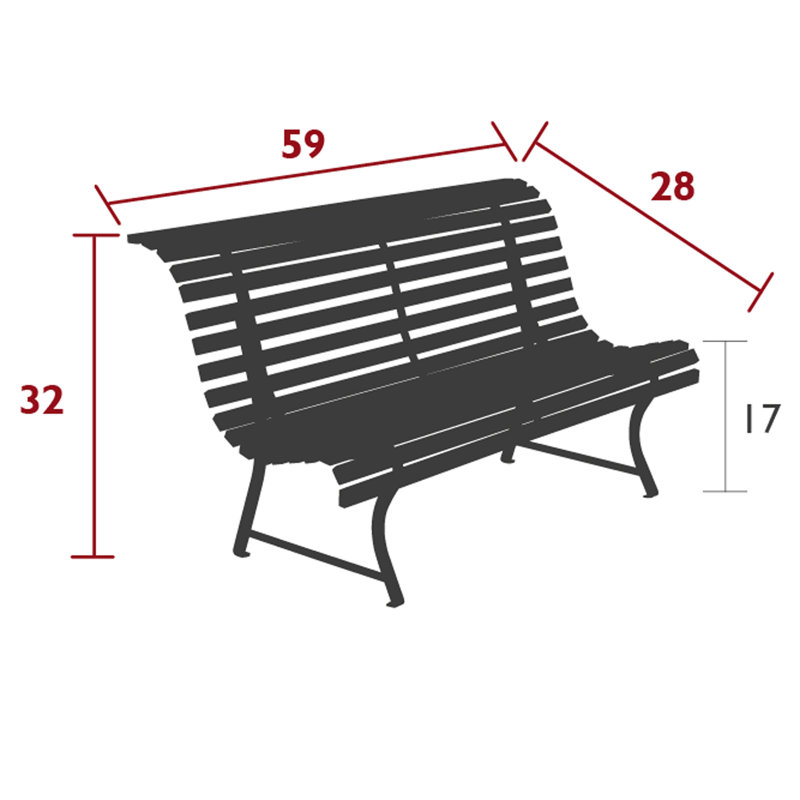 Louisiane Outdoor Bench, Rosemary
