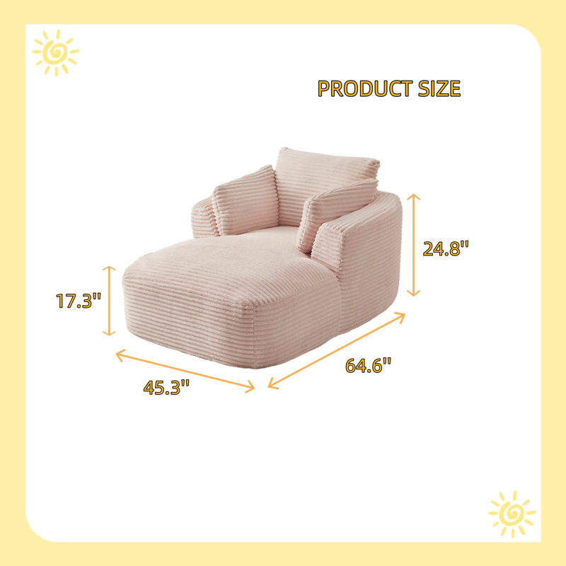Très grand fauteuil inclinable en velours côtelé, Rose