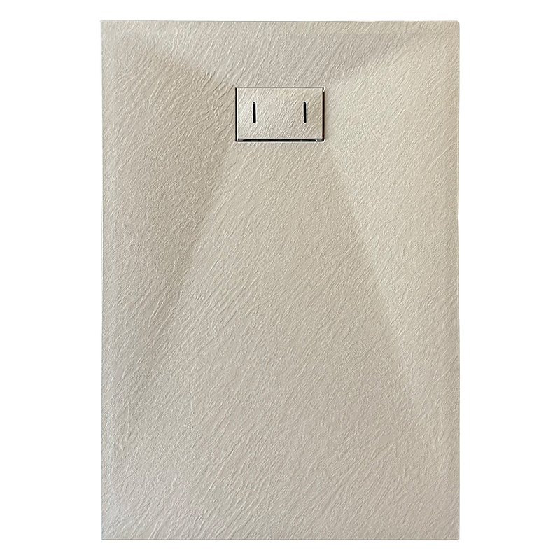 LANERI EDGE Stone-Effect Resin Shower Tray, 70 x 120 cm, H 2.6 cm, Taupe