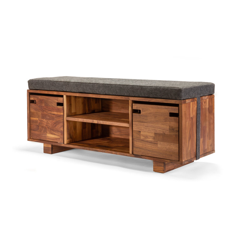 Banc d'entrée, rangement pour chaussures, noyer, réglable, robuste