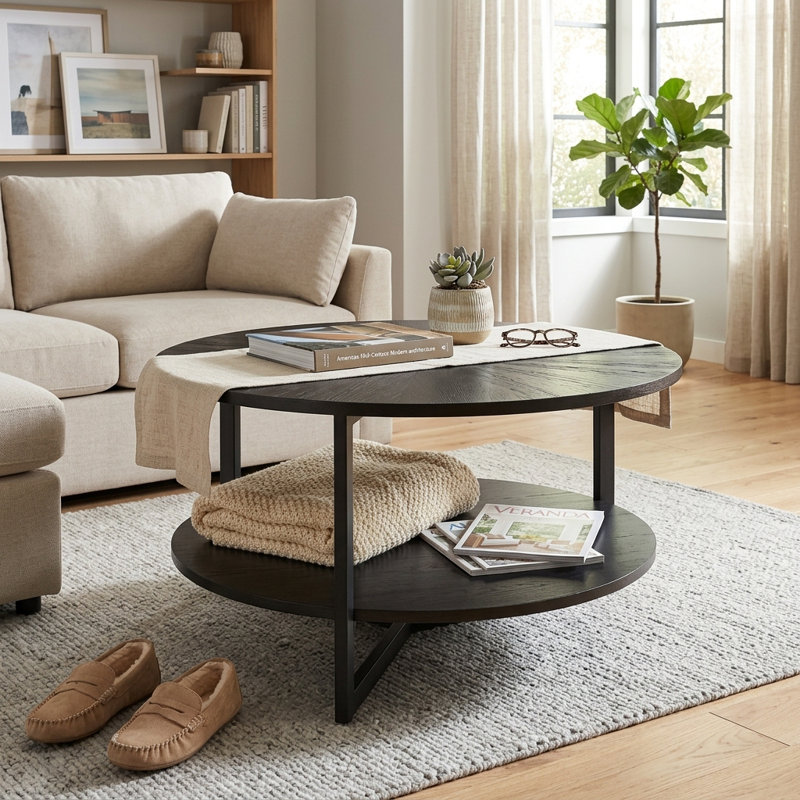 Table basse avec rangement Frame, Noir, noir, noir, noir