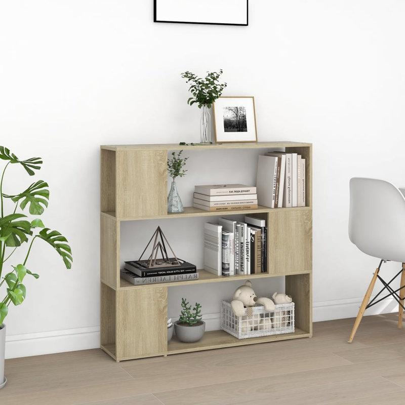 Cashe Bookcase, (3 Shelves) 94cm. H x 100cm. W x 24cm. D, Sonoma Oak