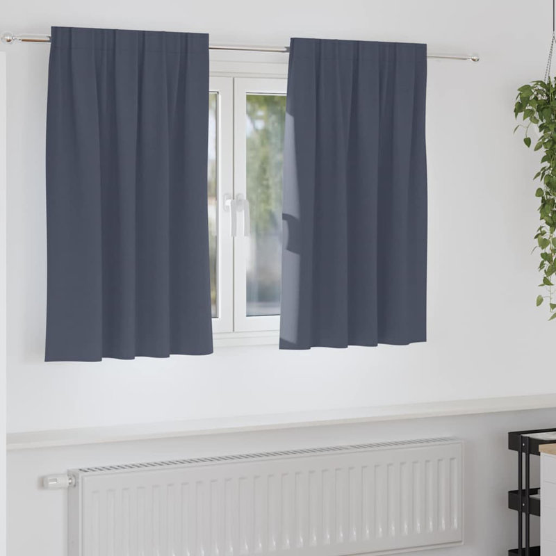 Blackout Curtain Pair, Anthracite, 140cm Width x 140cm Drop
