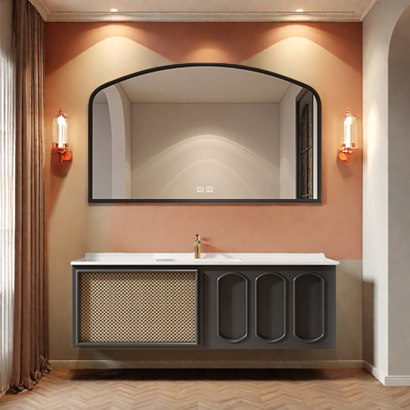 Armoire de salle de bain française de style crème minimaliste