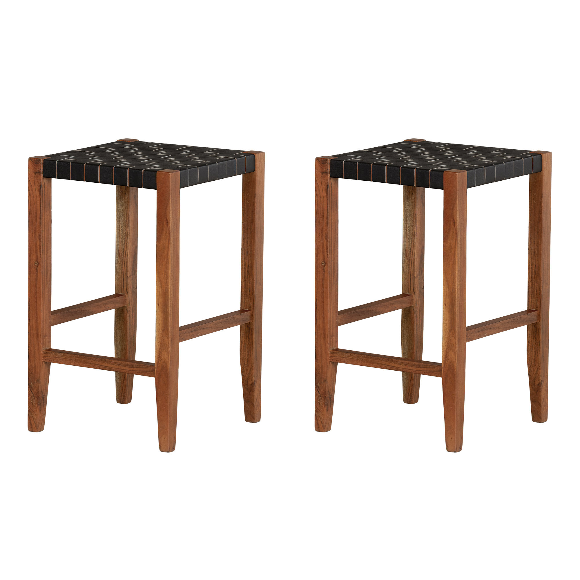 Woven leather discount counter stool backless