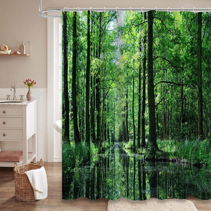 Rideau de douche à 12 crochets Forest Forest, L 72 po x l 72 po