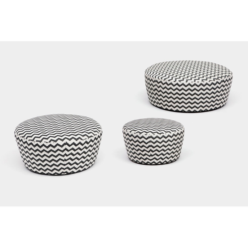 Caroline Round Pouf, Zigzag Sunbrella®