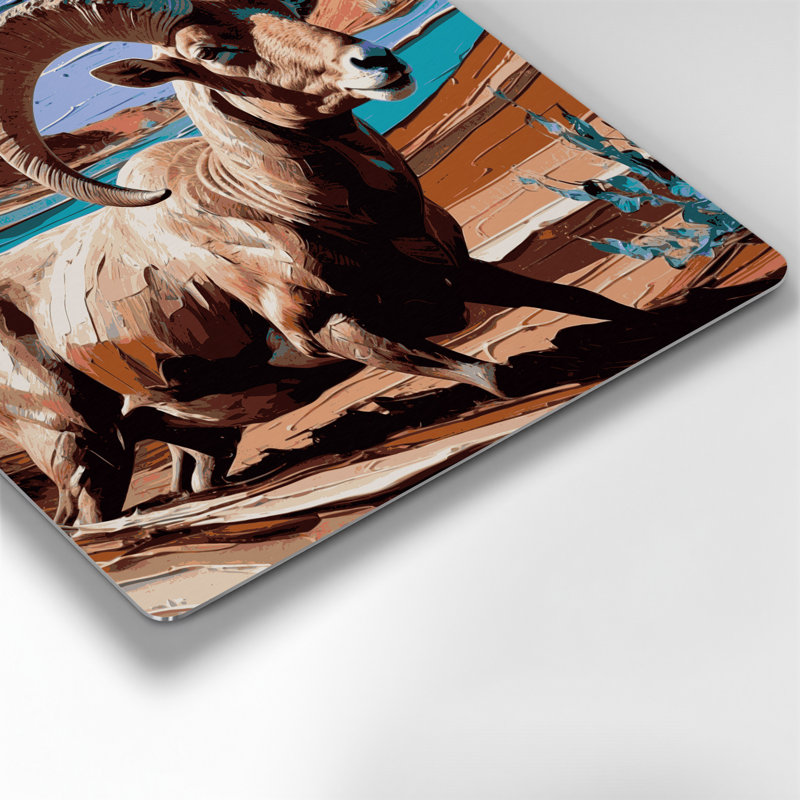 «Southwestern Animals» Bighorn Sheep 8, art mural en métal beige, H 384 po x l 384 po x P 0,05 po