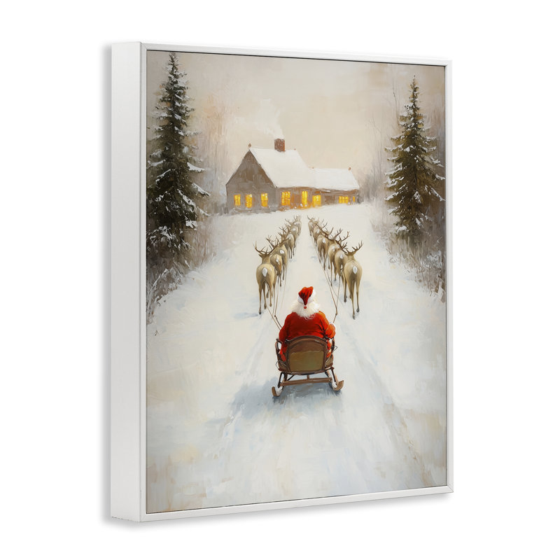 Giclée encadrée, visite du père Noël, dessin par Arlington Prints, H 14 po x l 11 po, Giclée encadrée blanc bord de mer
