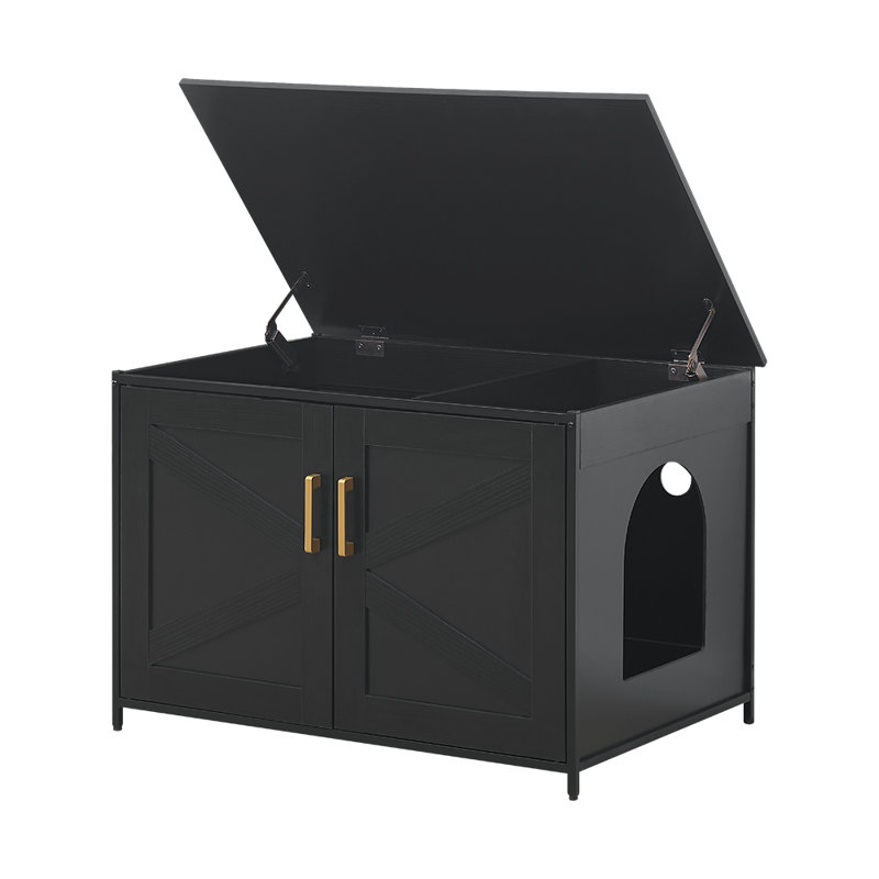 Azi Litter Box Enclosure, 21" H x 31.5" W x 21.7" D, Black