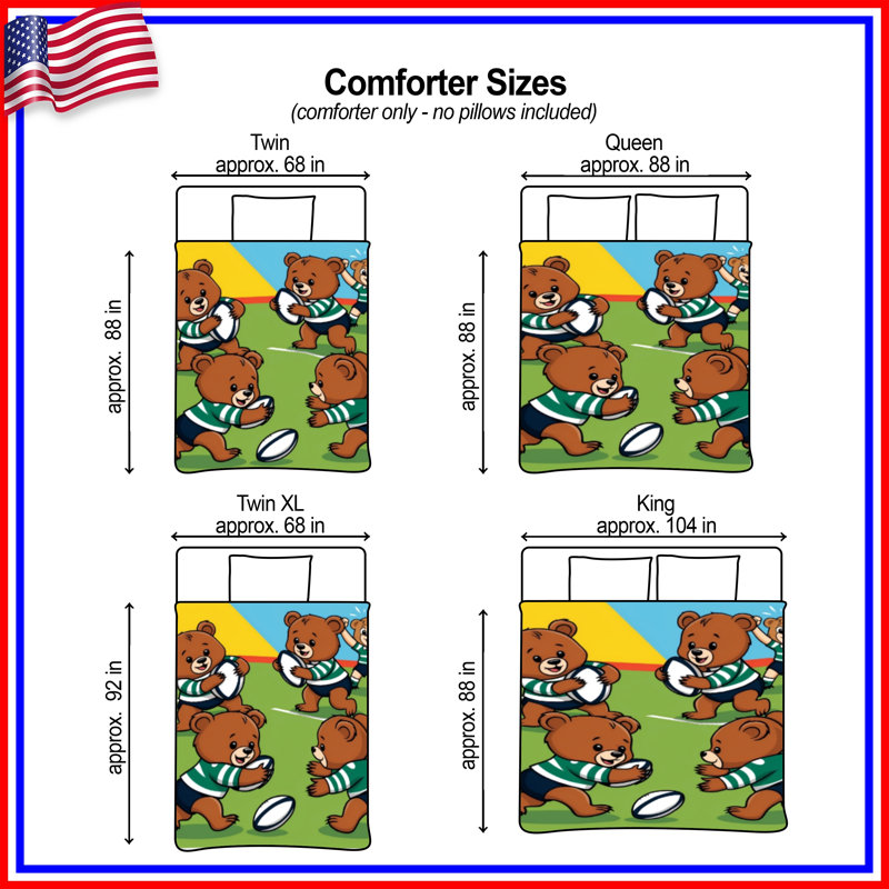 Bears Playing Rugby Comforter, Twin Extra Long